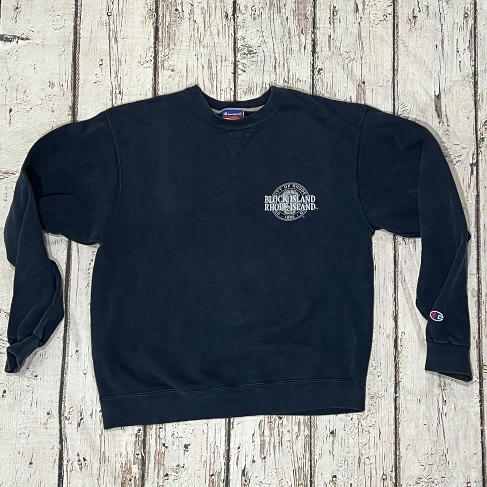 Vintage Block Island Rhode Island Champion Blue Crewneck Pullover Sweatshirt